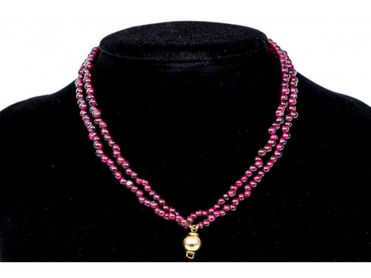 Pretty Four Strand Garnet Bead Torsade Bracelet, Short Length