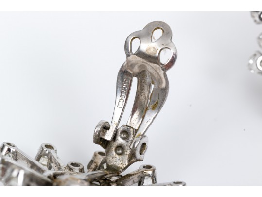 14k White Gold Stunning Cultured Pearl And Diamond Spray Earrings