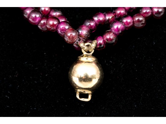 Pretty Four Strand Garnet Bead Torsade Bracelet, Short Length