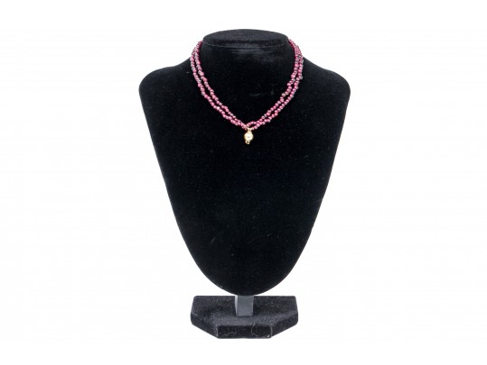 Pretty Four Strand Garnet Bead Torsade Bracelet, Short Length