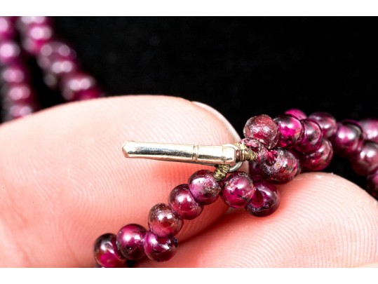 Pretty Four Strand Garnet Bead Torsade Bracelet, Short Length