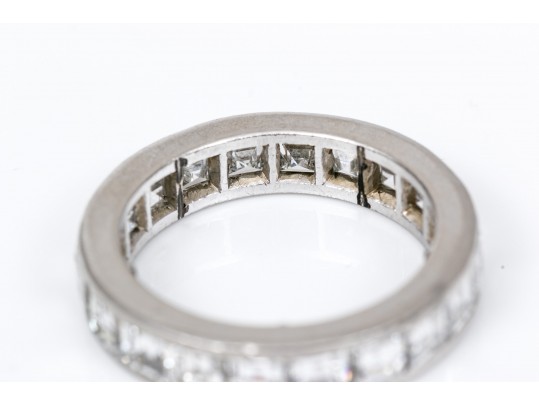 Platinum Stunning Princess Cut Diamond Eternity Band, Approximately 3.60 TCW, Size 3.75