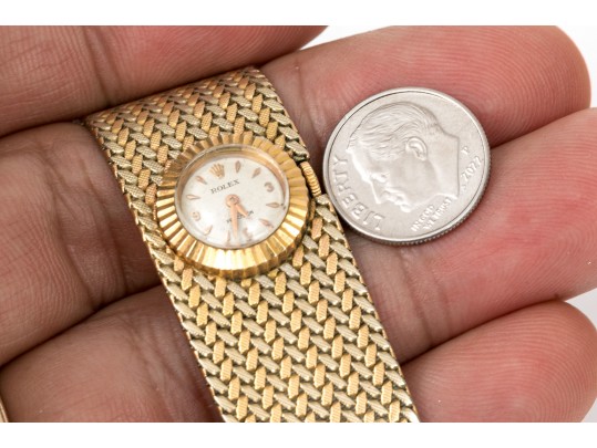 Rolex 18k Gold Retro Vintage Precision Bracelet Watch (see Conditions On Length)