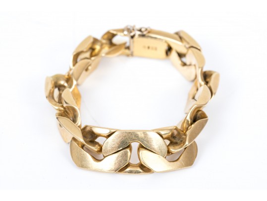 18k Yellow Gold Chunky Wide Chain Link Bracelet