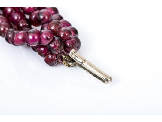 Pretty Four Strand Garnet Bead Torsade Bracelet, Short Length