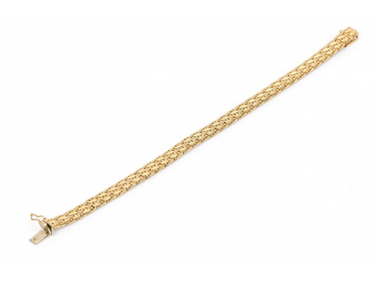 18k Yellow Gold Handsome Woven Basket Weave Bracelet