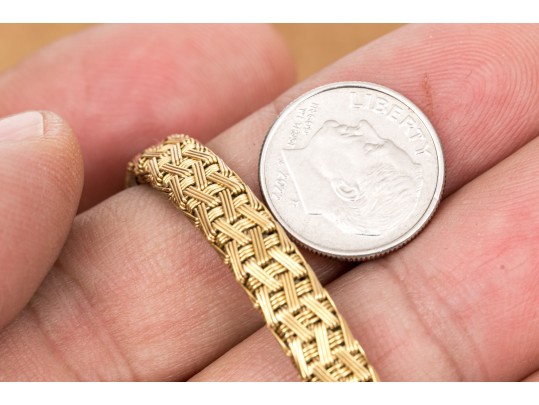 18k Yellow Gold Handsome Woven Basket Weave Bracelet