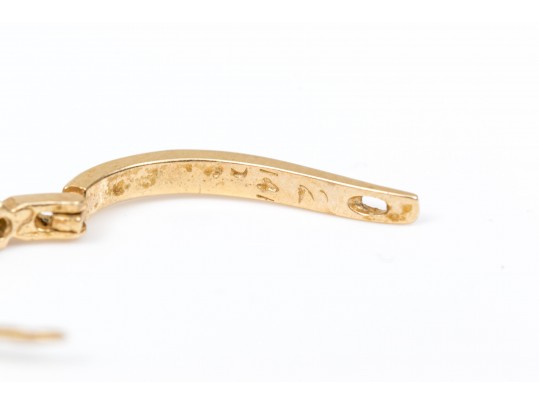 14k Yellow Gold Classic Hoop Earrings, Diamond Set, Approximately 0.21 TCW