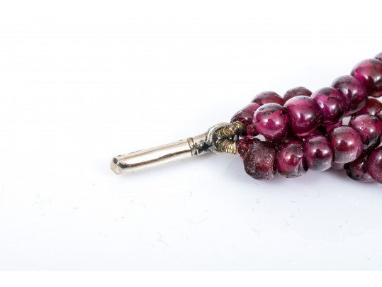 Pretty Four Strand Garnet Bead Torsade Bracelet, Short Length