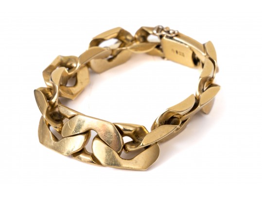 18k Yellow Gold Chunky Wide Chain Link Bracelet