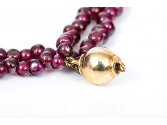 Pretty Four Strand Garnet Bead Torsade Bracelet, Short Length