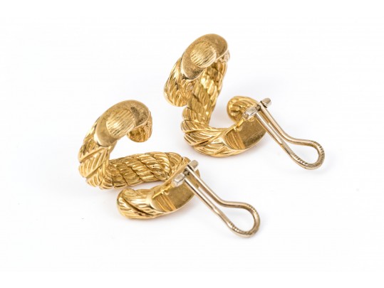 Dramatic 18K Serpentine Textured Rope Earrings