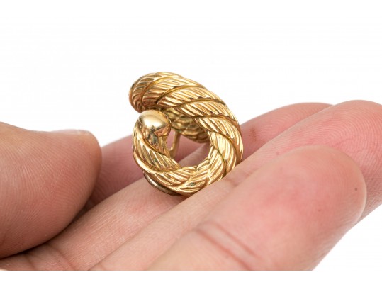 Dramatic 18K Serpentine Textured Rope Earrings