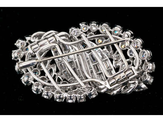 Platinum And 14k Magnificent Diamond Dress Clip/Brooch, Approximately 9.18 TCW