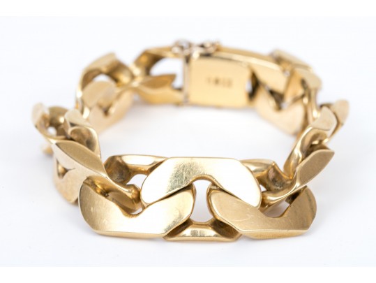 18k Yellow Gold Chunky Wide Chain Link Bracelet