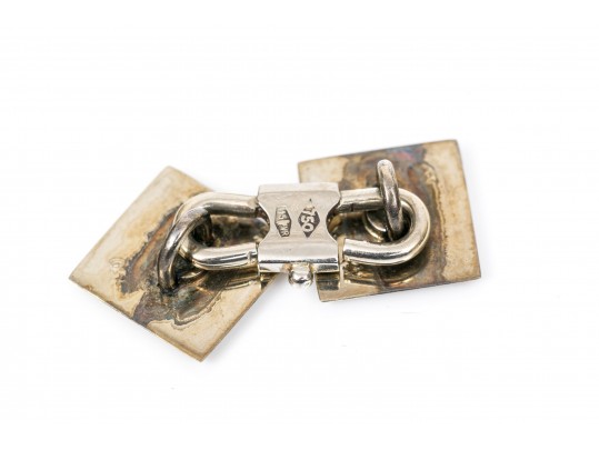 Three Pairs Of 18K And 14K Cufflinks With Gold Coins And Diamonds