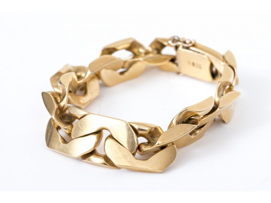 18k Yellow Gold Chunky Wide Chain Link Bracelet