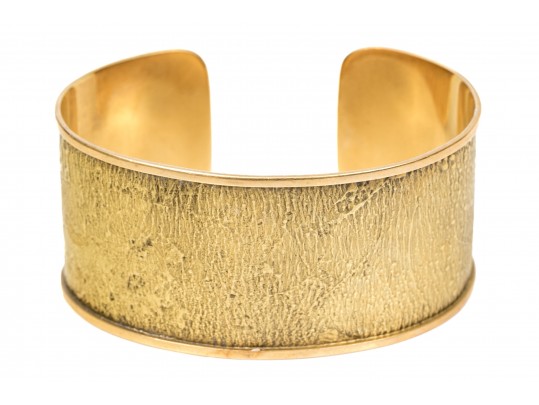 A Vintage 18K Yellow Gold Textured Cuff Bracelet