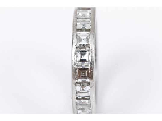 Platinum Stunning Princess Cut Diamond Eternity Band, Approximately 3.60 TCW, Size 3.75