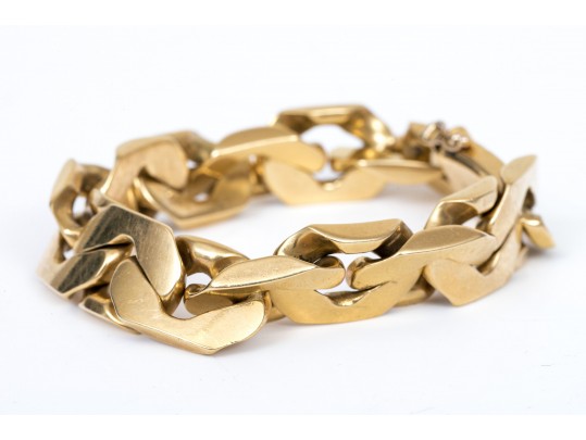 18k Yellow Gold Chunky Wide Chain Link Bracelet