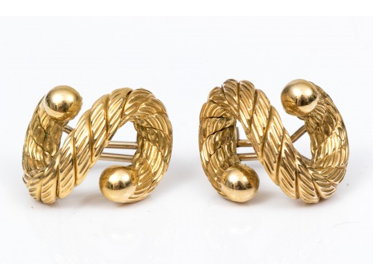 Dramatic 18K Serpentine Textured Rope Earrings