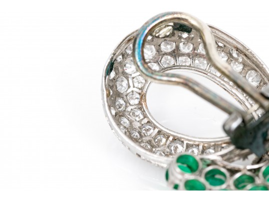 A Pair Of Opposing Platinum And White Gold & Gem-Set Ear Clips