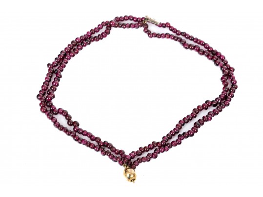 Pretty Four Strand Garnet Bead Torsade Bracelet, Short Length