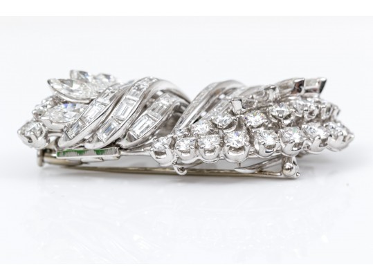 Platinum And 14k Magnificent Diamond Dress Clip/Brooch, Approximately 9.18 TCW