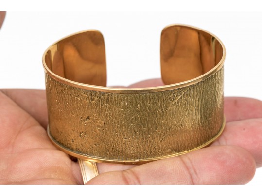 A Vintage 18K Yellow Gold Textured Cuff Bracelet