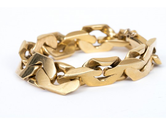 18k Yellow Gold Chunky Wide Chain Link Bracelet