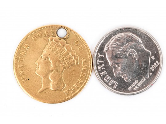 1864 American $3 Princess Head Gold Coin