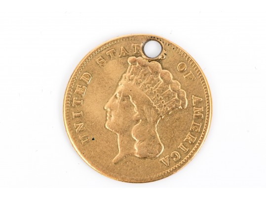 1864 American $3 Princess Head Gold Coin
