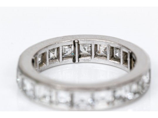 Platinum Stunning Princess Cut Diamond Eternity Band, Approximately 3.60 TCW, Size 3.75
