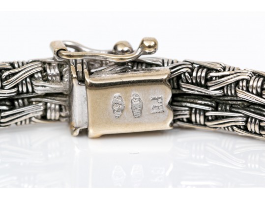 18k White Gold Handsome Woven Basket Weave Bracelet