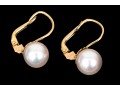 18k Yellow Gold Simple Cultured Pearl Drop Earrings, Featuring An 8.25mm Cultured Pearl