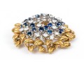 Spectacular 14k Gold Signed MIssiaglia Diamond And Sapphire Foliate Fur Clip
