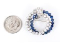 14k White Gold Wonderful Sapphire And Diamond Double Circle Brooch
