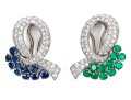 A Pair Of Opposing Platinum And White Gold & Gem-Set Ear Clips