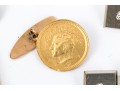 Three Pairs Of 18K And 14K Cufflinks With Gold Coins And Diamonds