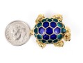 Hidalgo 18k Yellow Gold Charming Blue Enamel Turtle Brooch