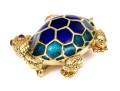 Hidalgo 18k Yellow Gold Charming Blue Enamel Turtle Brooch