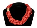 Fabulous Coral Torsade Choker Necklace, With A 14k Yellow Gold Clasp
