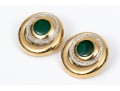 A Pair Of Vintage 18K Diamond And Malachite Ear Clips