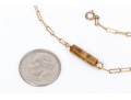 14K Link Chain Necklace With Tigers Eye Center