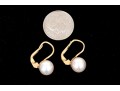 18k Yellow Gold Simple Cultured Pearl Drop Earrings, Featuring An 8.25mm Cultured Pearl