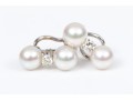 18k White Gold Tailored Cultured Pearl And Diamond Stack Earrings
