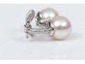 18k White Gold Tailored Cultured Pearl And Diamond Stack Earrings