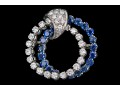 14k White Gold Wonderful Sapphire And Diamond Double Circle Brooch