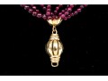 Pretty Eight Strand Garnet Bead Torsade Necklace, With A 14k Yellow Gold Ball Style Bead Clasp