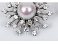 14k White Gold Stunning Cultured Pearl And Diamond Spray Earrings